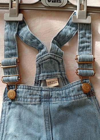 Düğmeli Mavi Jean çocuk Tulum - Görsel 4