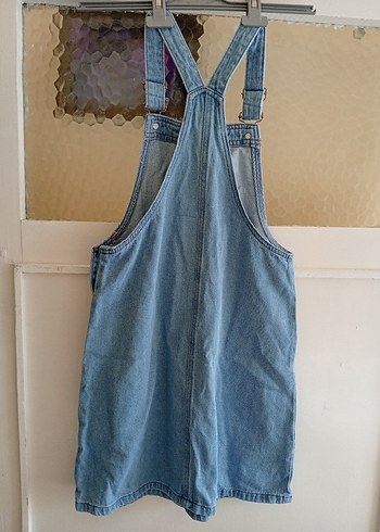 Düğmeli Mavi Jean çocuk Tulum - Görsel 5