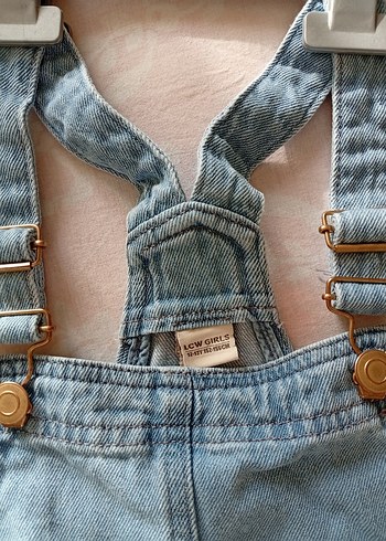 Düğmeli Mavi Jean çocuk Tulum - Görsel 3