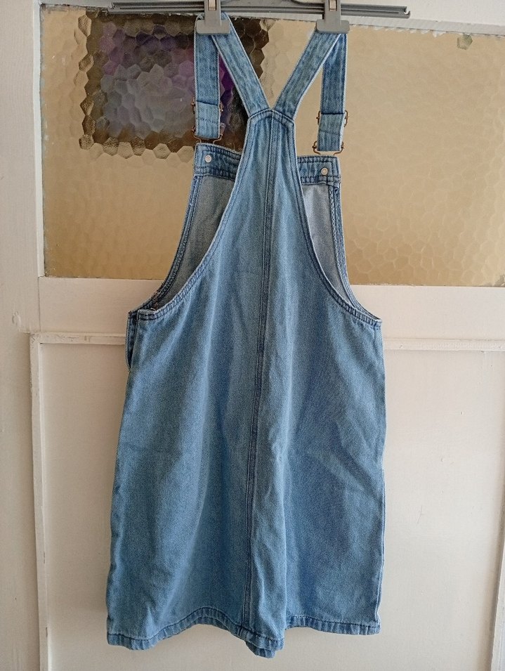 Düğmeli Mavi Jean çocuk Tulum - Görsel 5