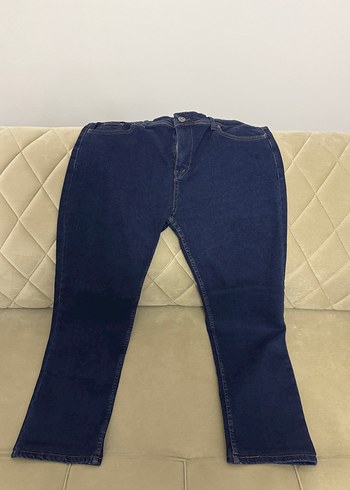 Diğer Koyu Erkek Likrali Mavi Denim Jean