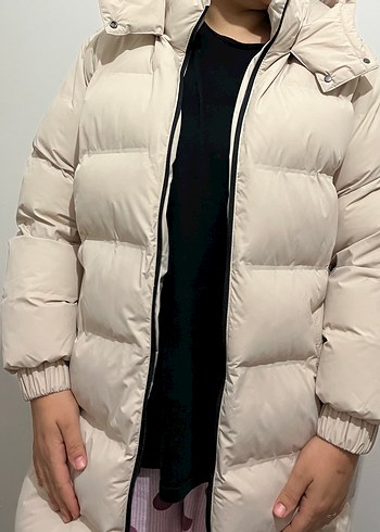38 Beden Kadın Beyaz Uzun Puff Mont