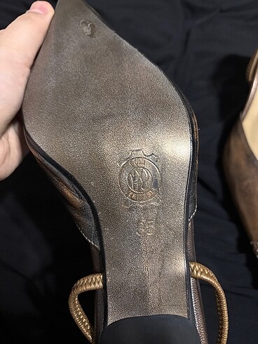 35 Beden kahverengi Renk Vintage topuklu ayakkabı
