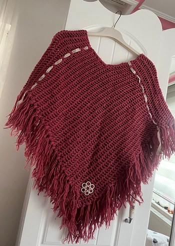 Bordo Örgü Kız Panço - Görsel 2