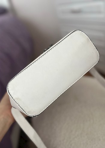 Beyaz Baskılı Kadın Çanta Fermuarlı - Görsel 5