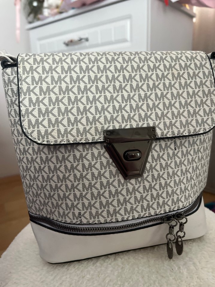 Beyaz Baskılı Kadın Çanta Fermuarlı - Görsel 2