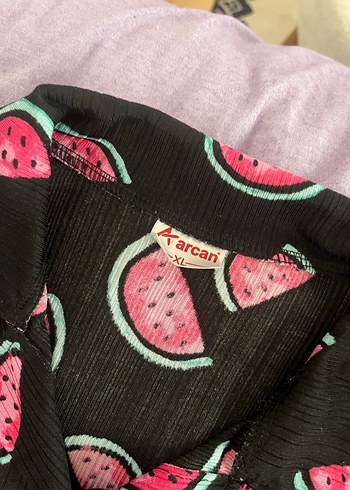 Karpuz Desenli Kısa Kollu Mini Pijama Takımı - Görsel 3