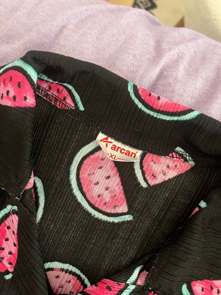 Karpuz Desenli Kısa Kollu Mini Pijama Takımı - Görsel 3