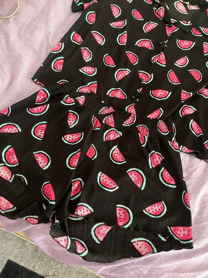 Karpuz Desenli Kısa Kollu Mini Pijama Takımı - Görsel 2