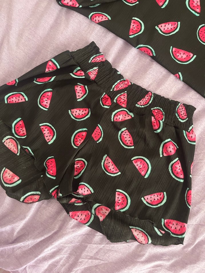 Karpuz Desenli Kısa Kollu Mini Pijama Takımı - Görsel 4