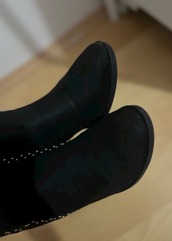 Siyah Süet Tokalı Blok Topuklu Kadın Bot - Görsel 3