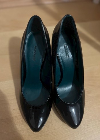 Siyah Rugan Stiletto Kadın Topuklu Ayakkabı - Görsel 3