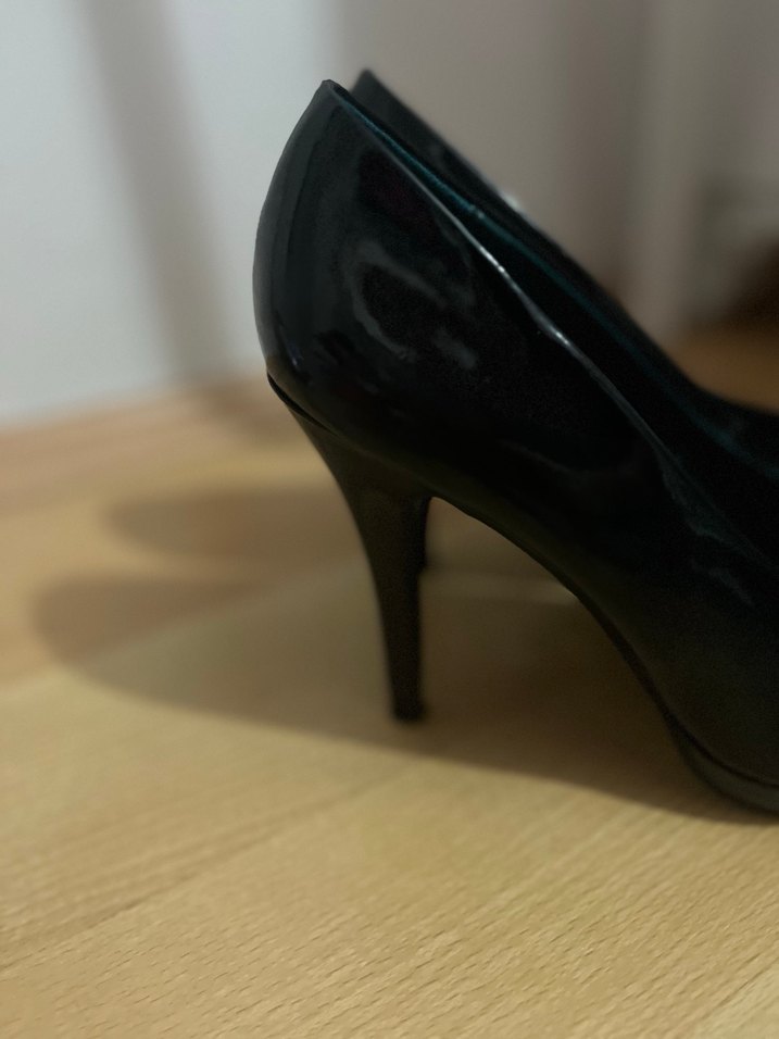 Siyah Rugan Stiletto Kadın Topuklu Ayakkabı - Görsel 2