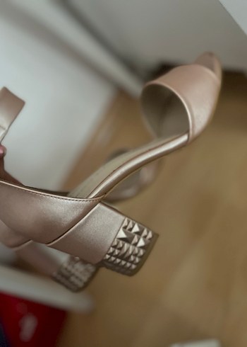 Toz pembe Kadın Topuklu Sandalet - Görsel 4