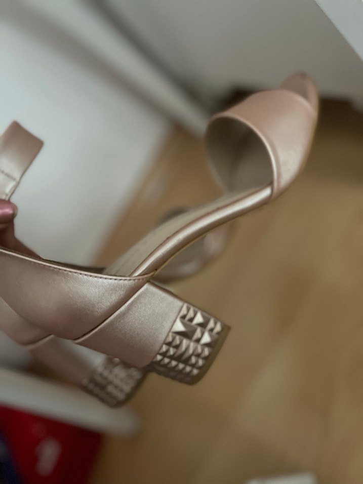 Toz pembe Kadın Topuklu Sandalet - Görsel 4