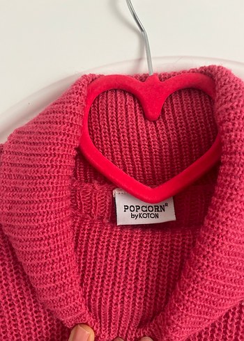 Pembe Boğazlı Triko Kadın Kazak - Görsel 4