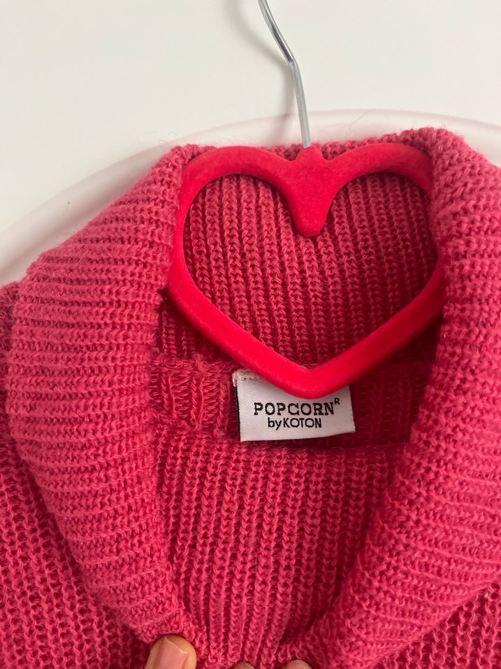 Pembe Boğazlı Triko Kadın Kazak - Görsel 4