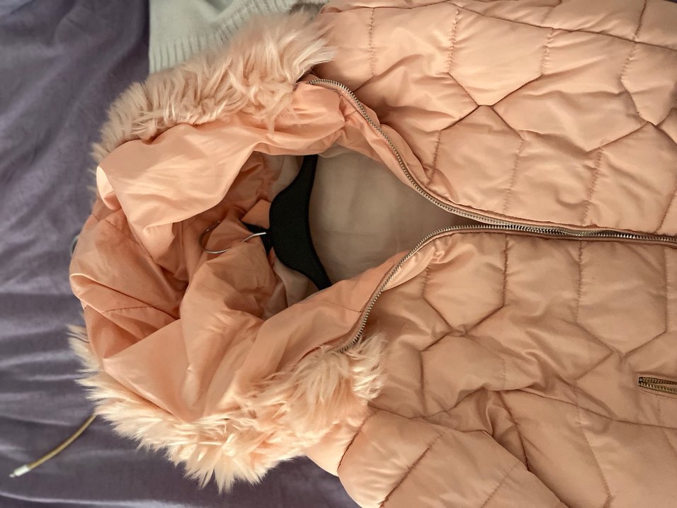 Kadın Pudra Pembe Kürklü Kışlık Mont - Görsel 4