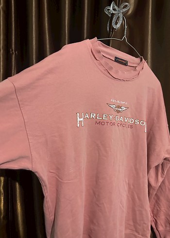 Diğer Pembe Baskılı Uzun Kollu Sweatshirt