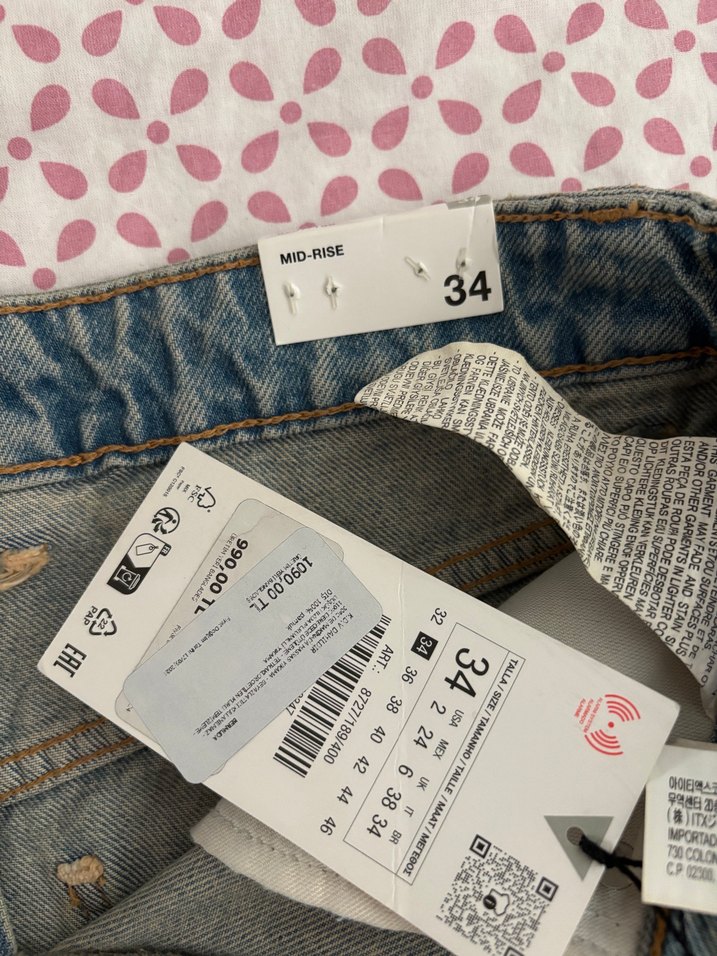 Düğmeli, Bağlama Desenli Mavi Mini Denim Şort - Görsel 5