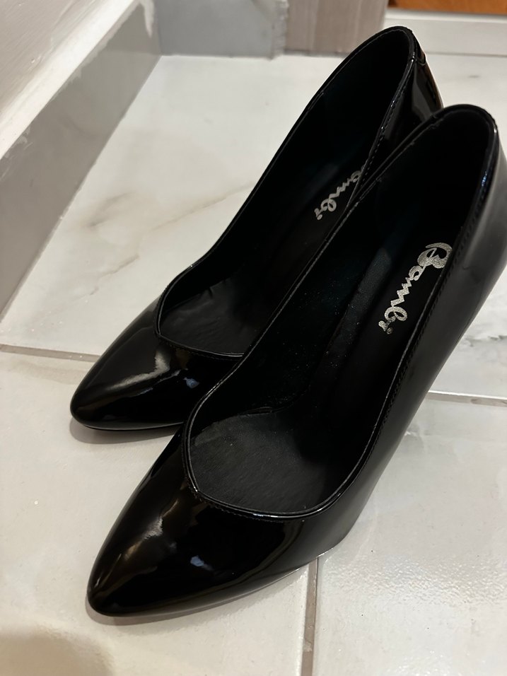 Siyah Rugan Stiletto Topuklu Kadın Ayakkabı - Görsel 4