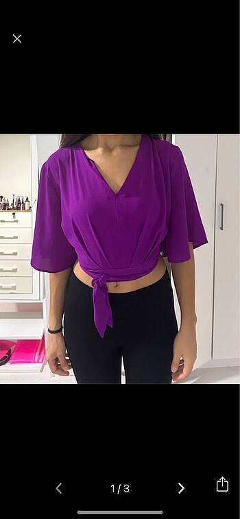 Yarasa Kol Crop Bluz - Görsel 2