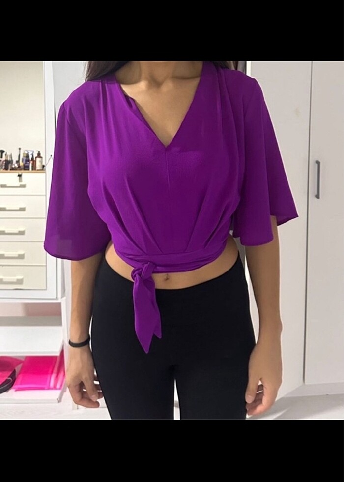 Yarasa Kol Crop Bluz - Görsel 2