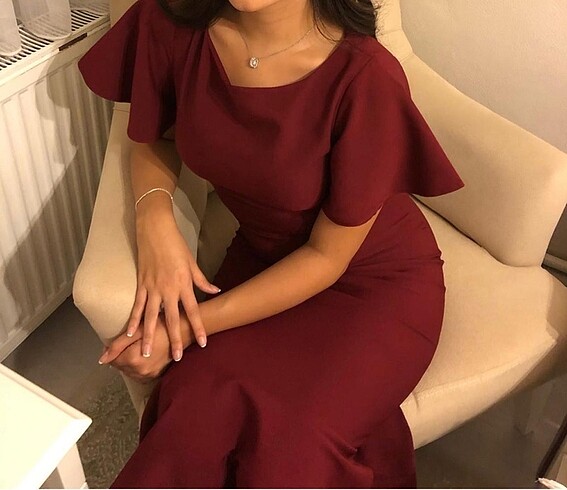 36 Beden Bordo elbise