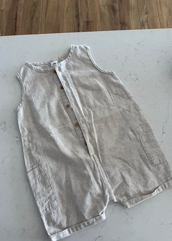 Zara Keten Kolsuz Bol Kesim Bej Tulum