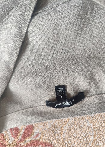 l Beden Gri Keten Düğmeli Hafif Simli