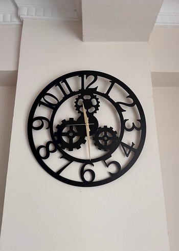 American Vintage Siyah lazer Tasarımlı Duvar Saati
