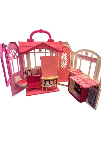 BARBİE Renkli Pembe Oyuncak Ev Seti - Görsel 2