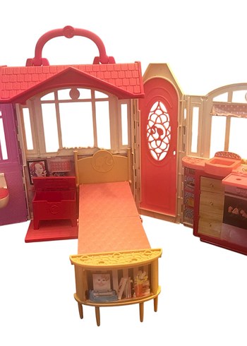 BARBİE Renkli Pembe Oyuncak Ev Seti - Görsel 3