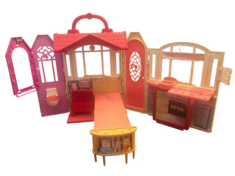 BARBİE Renkli Pembe Oyuncak Ev Seti - Görsel 3