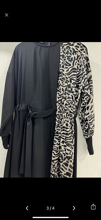 m Beden Leoparlı elbise