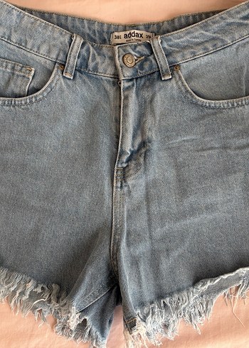 Mavi Pastel Renk Salaş mini Denim Şort - Görsel 2