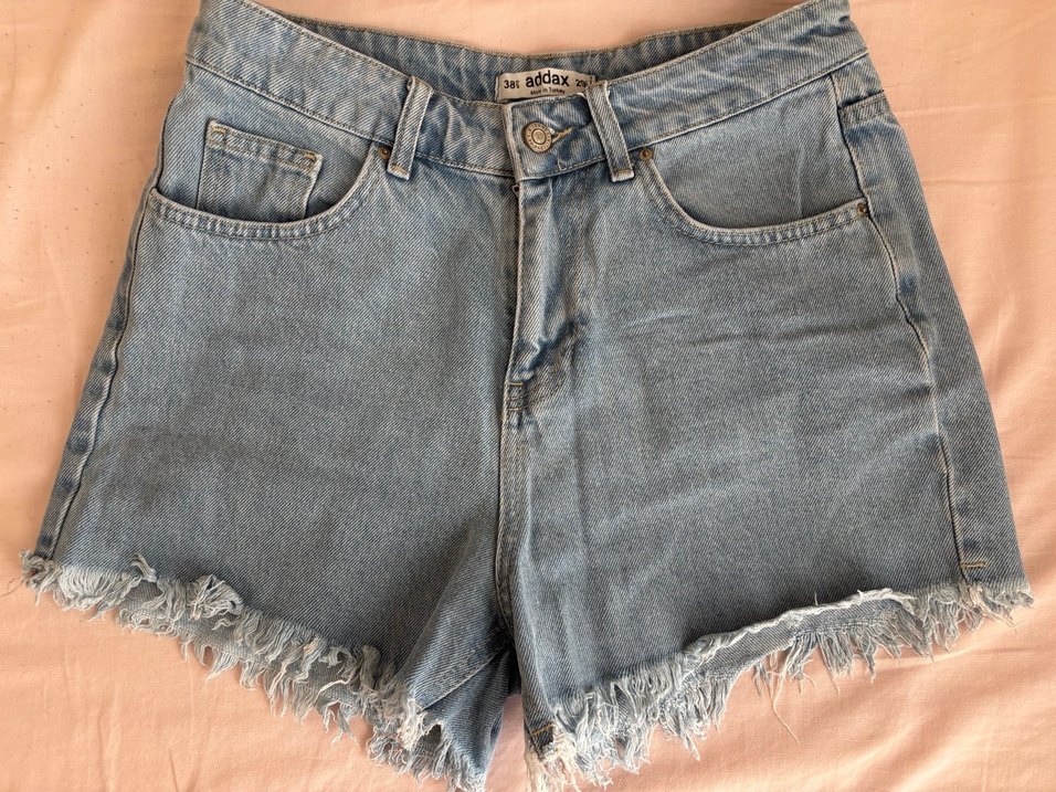 Mavi Pastel Renk Salaş mini Denim Şort - Görsel 2