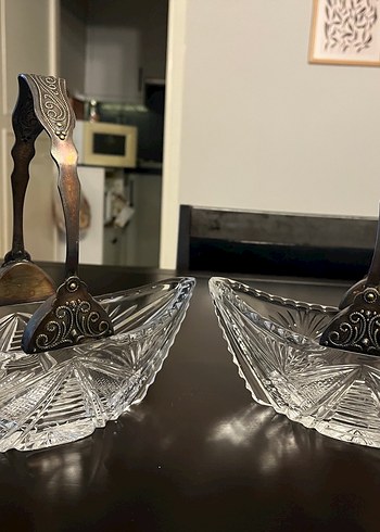 American Vintage Seffaf Camli Vintage Metal Servis Seti