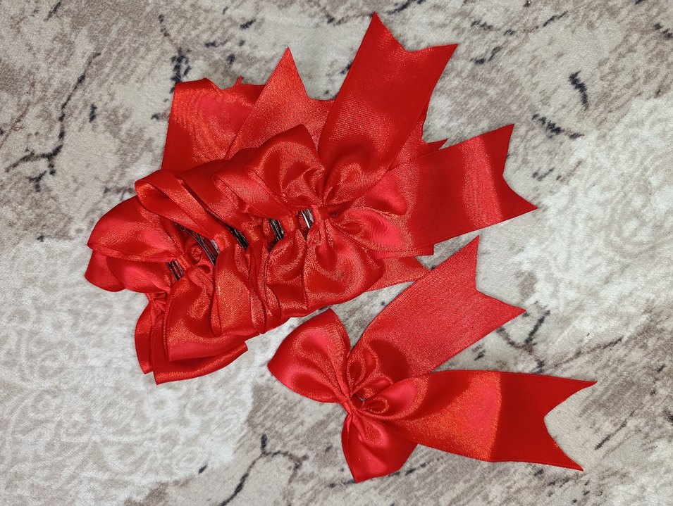Parlak Kırmızı Saten Fiyonk Saç Tokası - Görsel 5