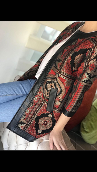 Etnik desenli kaftan tipi ceket