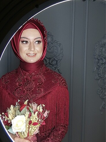 Bordo tesettür abiye elbise