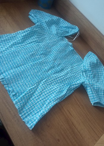 Mavi Bağcıklı Mini Bluz - Görsel 4