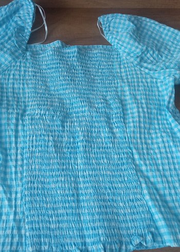 Mavi Bağcıklı Mini Bluz - Görsel 3