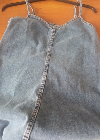 Mavi Denim Askılı Midi Elbise - Görsel 2