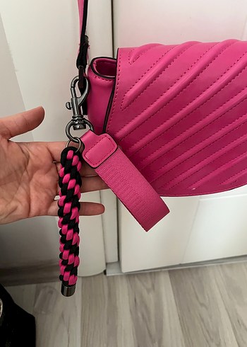 Pembe Deri Çizgili Kadın Çanta - Görsel 3