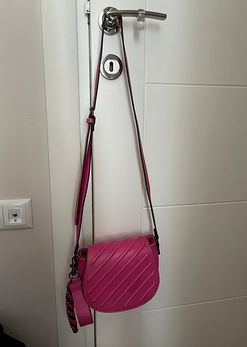 Pembe Deri Çizgili Kadın Çanta - Görsel 2