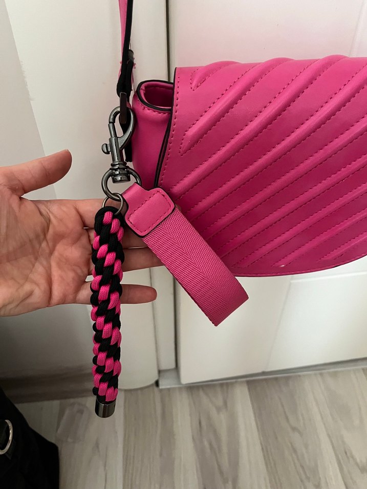 Pembe Deri Çizgili Kadın Çanta - Görsel 3