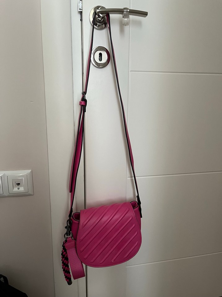 Pembe Deri Çizgili Kadın Çanta - Görsel 2