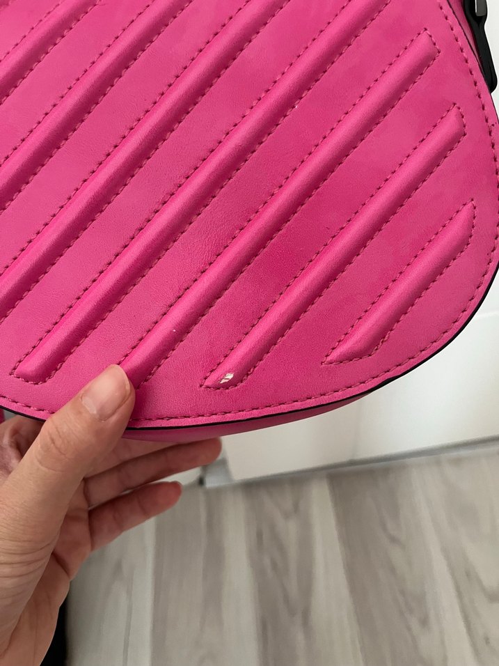 Pembe Deri Çizgili Kadın Çanta - Görsel 4