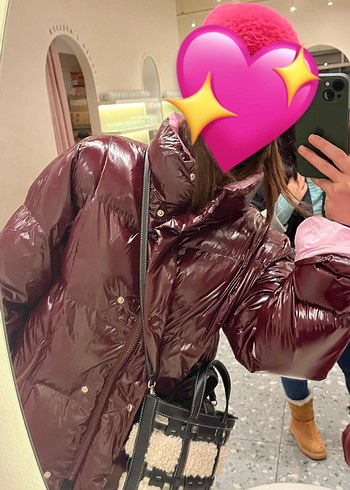 TWIST Bordo Parlak Kadın Kışlık Mont - Görsel 6